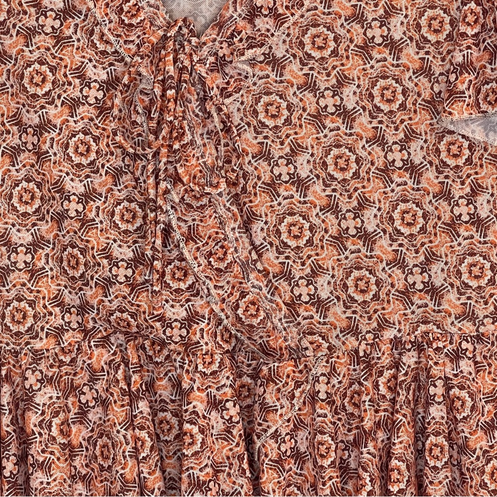 Bloomfield Faux Wrap Shirt Rust Geometric Size M - Picture 4 of 6
